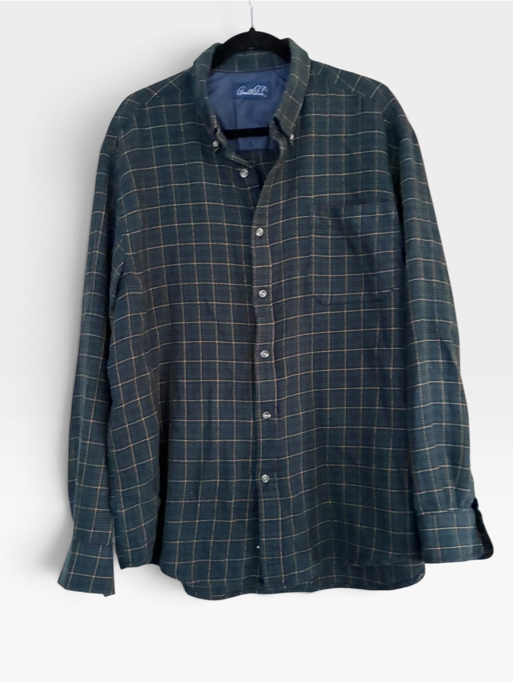 Arnold Palmer Light Flannel Green Plaid Long-Sleeve Button-Down Shirt Sz X-Large